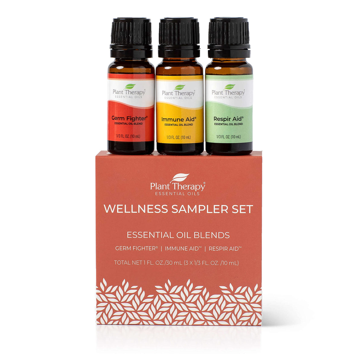 Plant Therapy Germ Fighter 10ml bottle close-up, ideal for diffuse use during seasonal wellness routines.