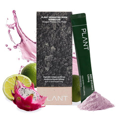 PLANT vegan collagen peptide bottle being poured for skin and hair support.