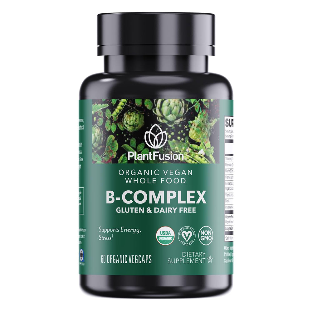 PlantFusion B-Complex bottle featuring guava, lemon, and basil for daily energy support