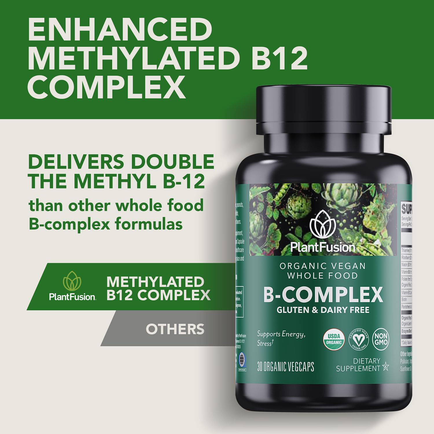 Ingredient panel shows organic guava and lemon used in the B-Complex