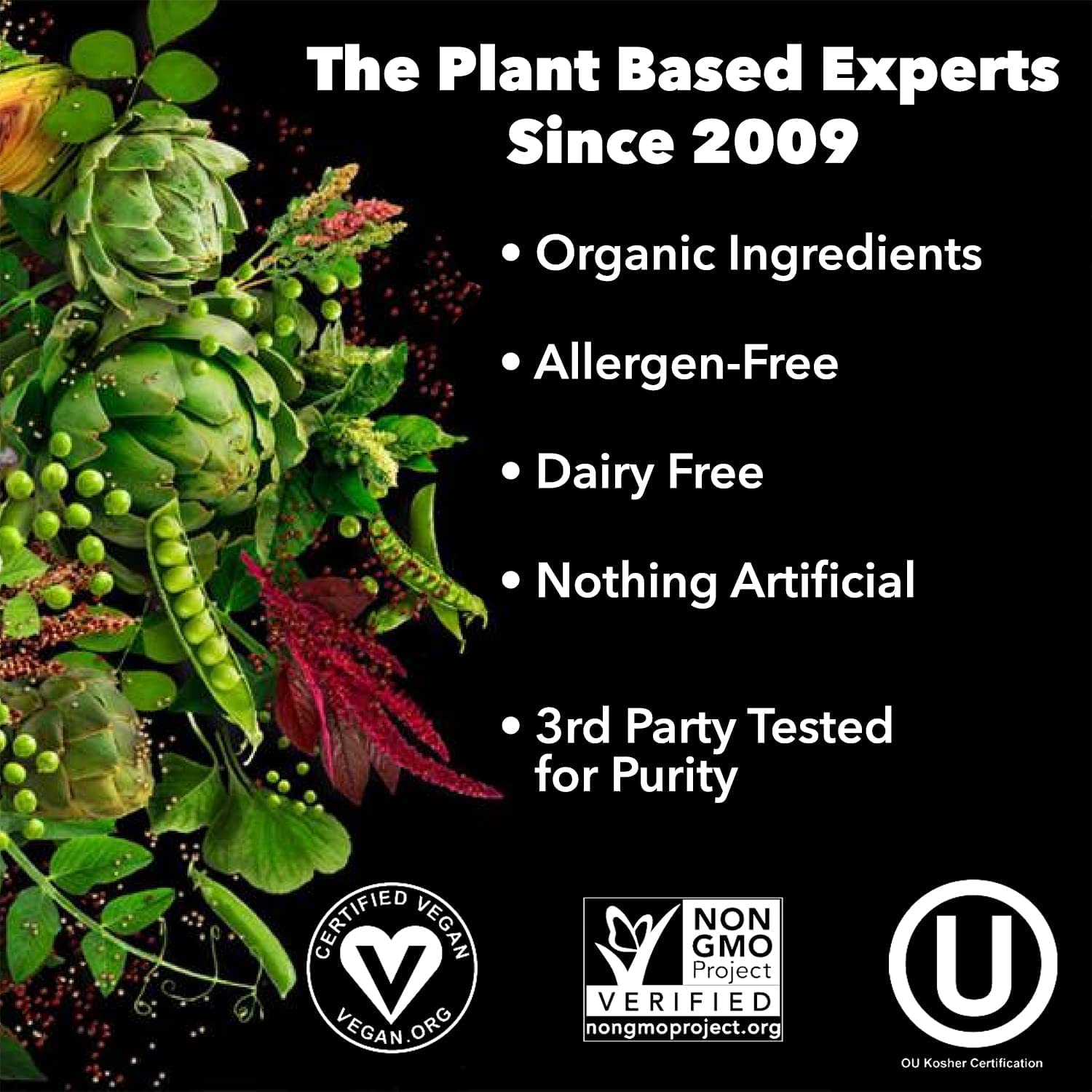 PlantFusion Complete Vegan Protein Box shows dairy-free, gluten-free, soy-free promise