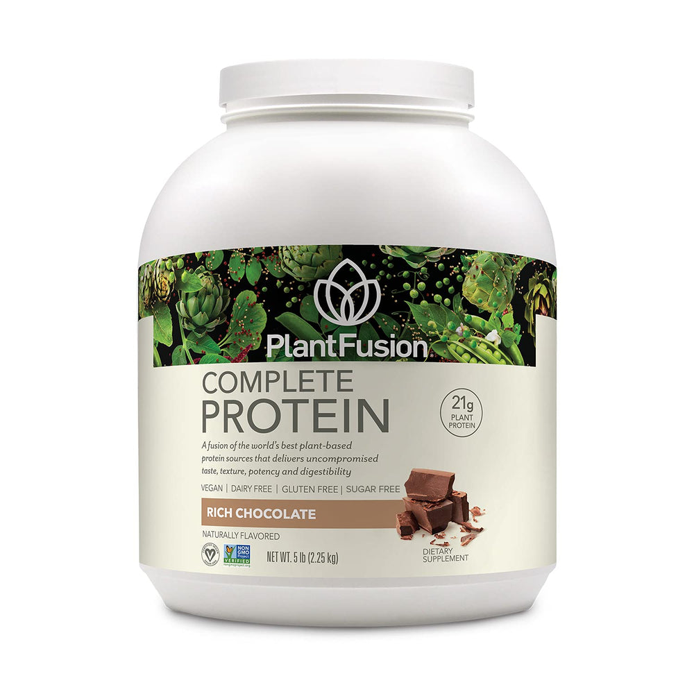 PlantFusion Complete Vegan Protein powder in Rich Chocolate for post-workout shakes