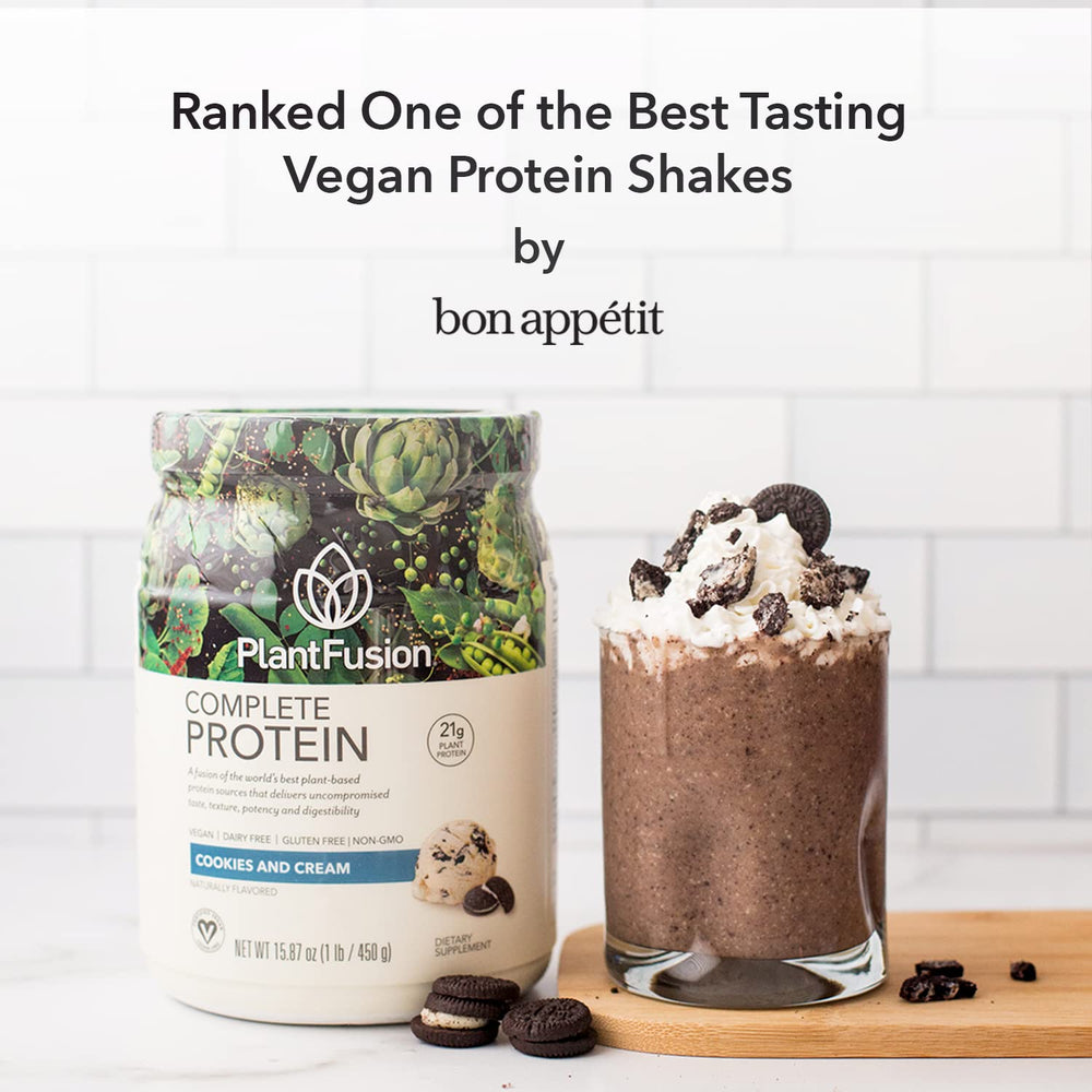 Close-up of PlantFusion Flavor Pure blend label highlighting natural sweetness.