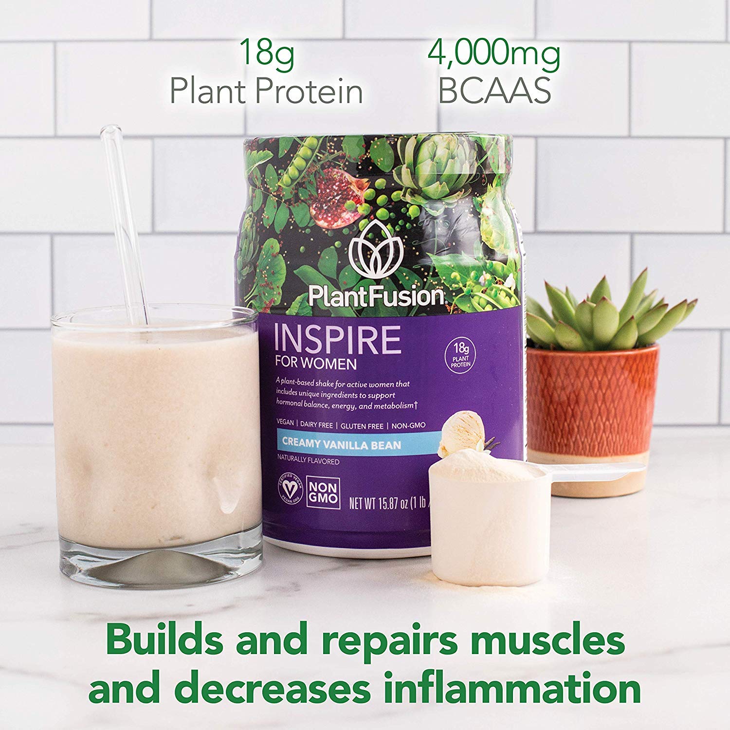 PlantFusion Inspire Women vanilla bean label showcases clean ingredients.