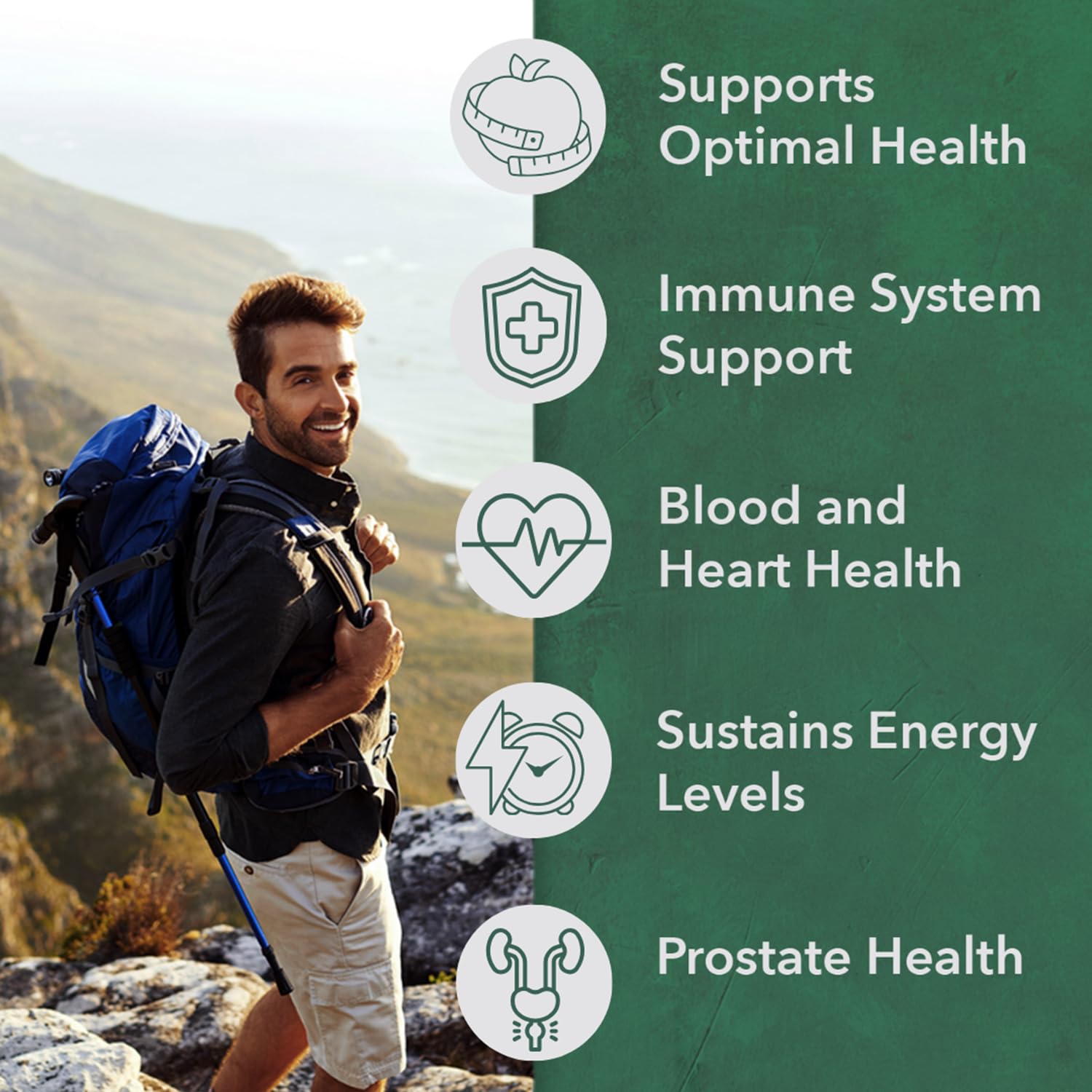 PlantFusion Men tablets close-up highlighting whole-food ingredients for daily use.