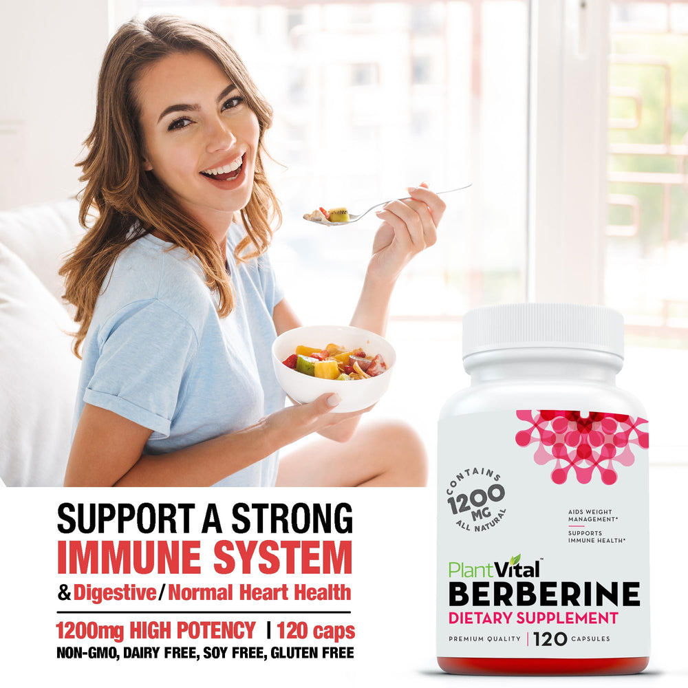 Plantvital Berberine ingredient label highlighting high-potency formula.