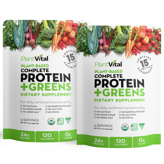 Plantvital unflavored vegan protein bottle showing clean protein on the go