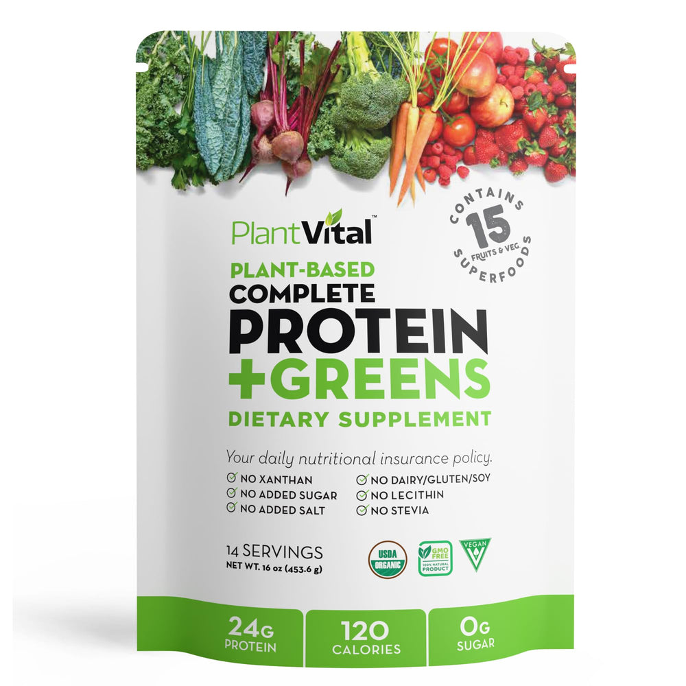 Plantvital unflavored protein bottle for quick, clean protein boosts.