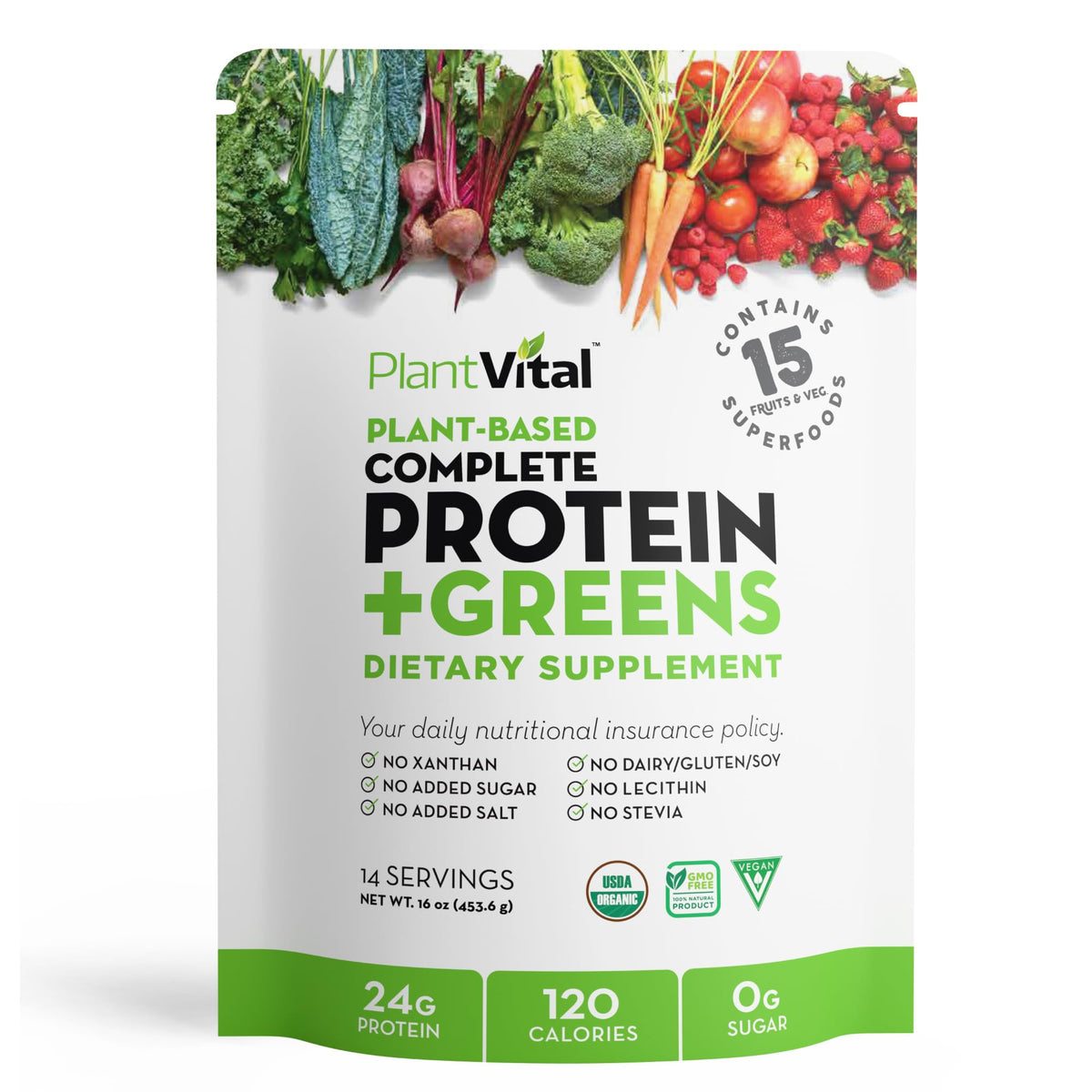 Plantvital unflavored protein bottle for quick, clean protein boosts.