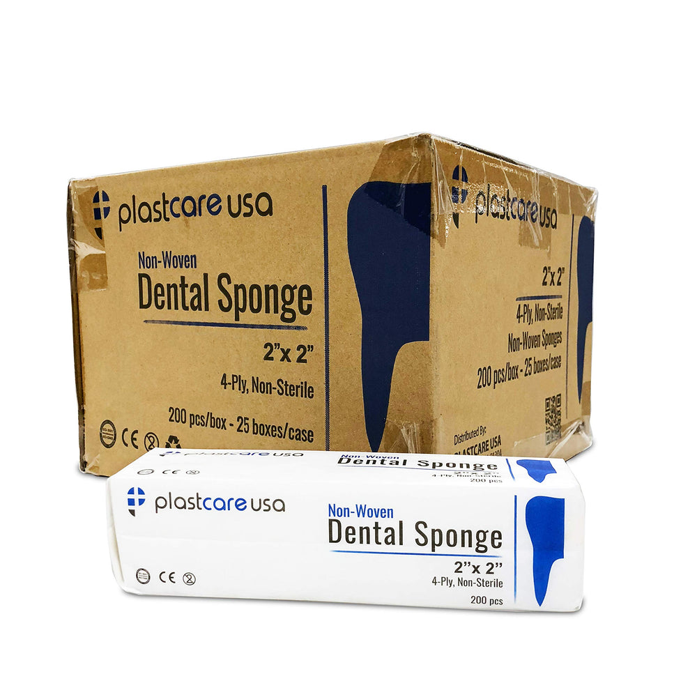PlastCare USA bulk case of 5000 gauze sponges in 25 bags of 200 for bulk stocking