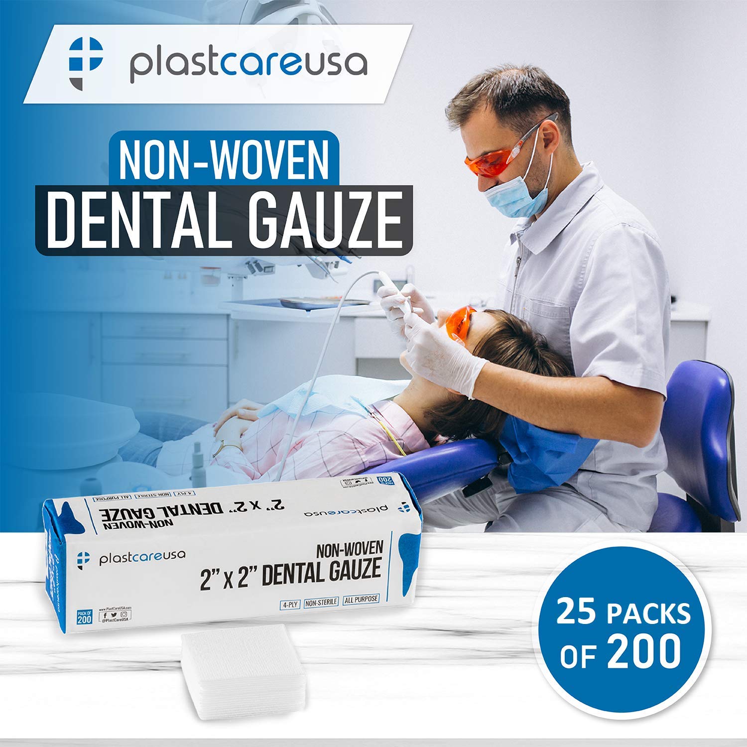 Low-lint PlastCare USA gauze showing clean interaction with surfaces