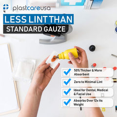 Close-up of PlastCare USA 2x2 soft non-woven gauze sponge highlighting softness