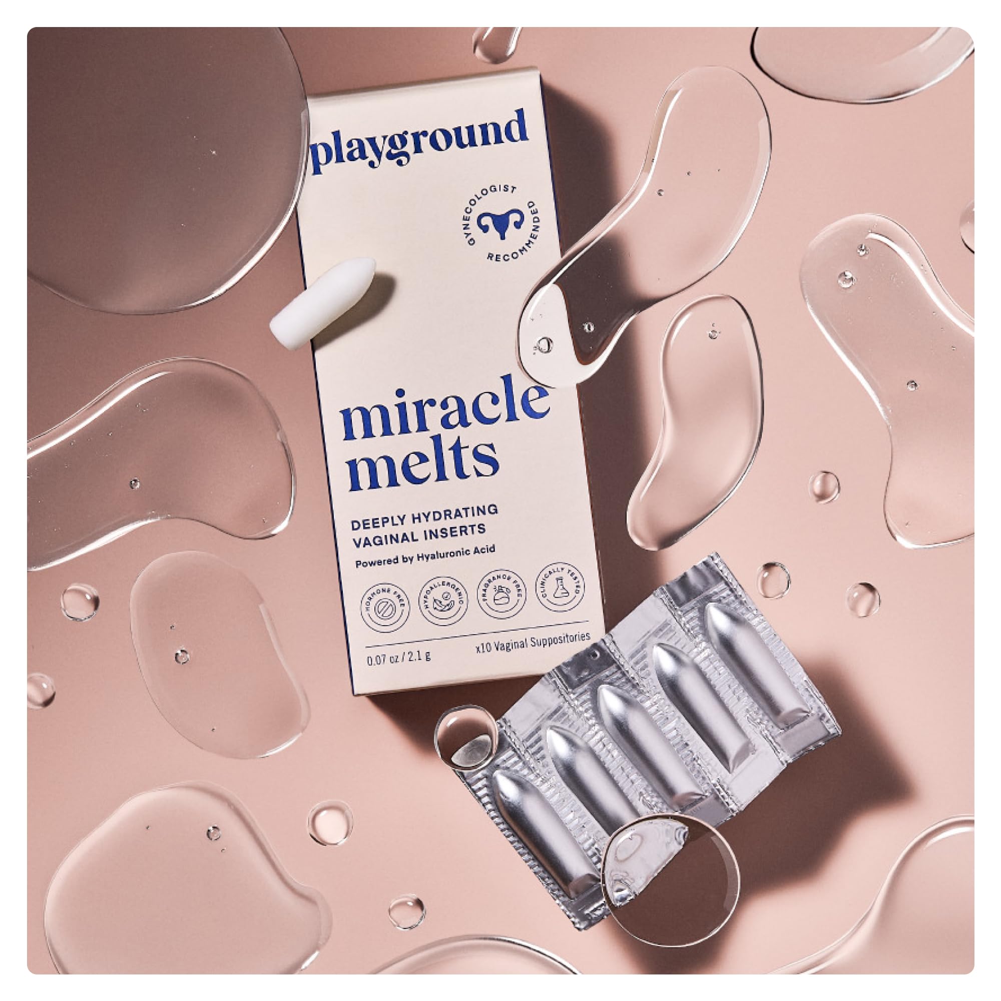 PLAYGROUND Miracle Melts usage step demonstrates a simple three-day routine.