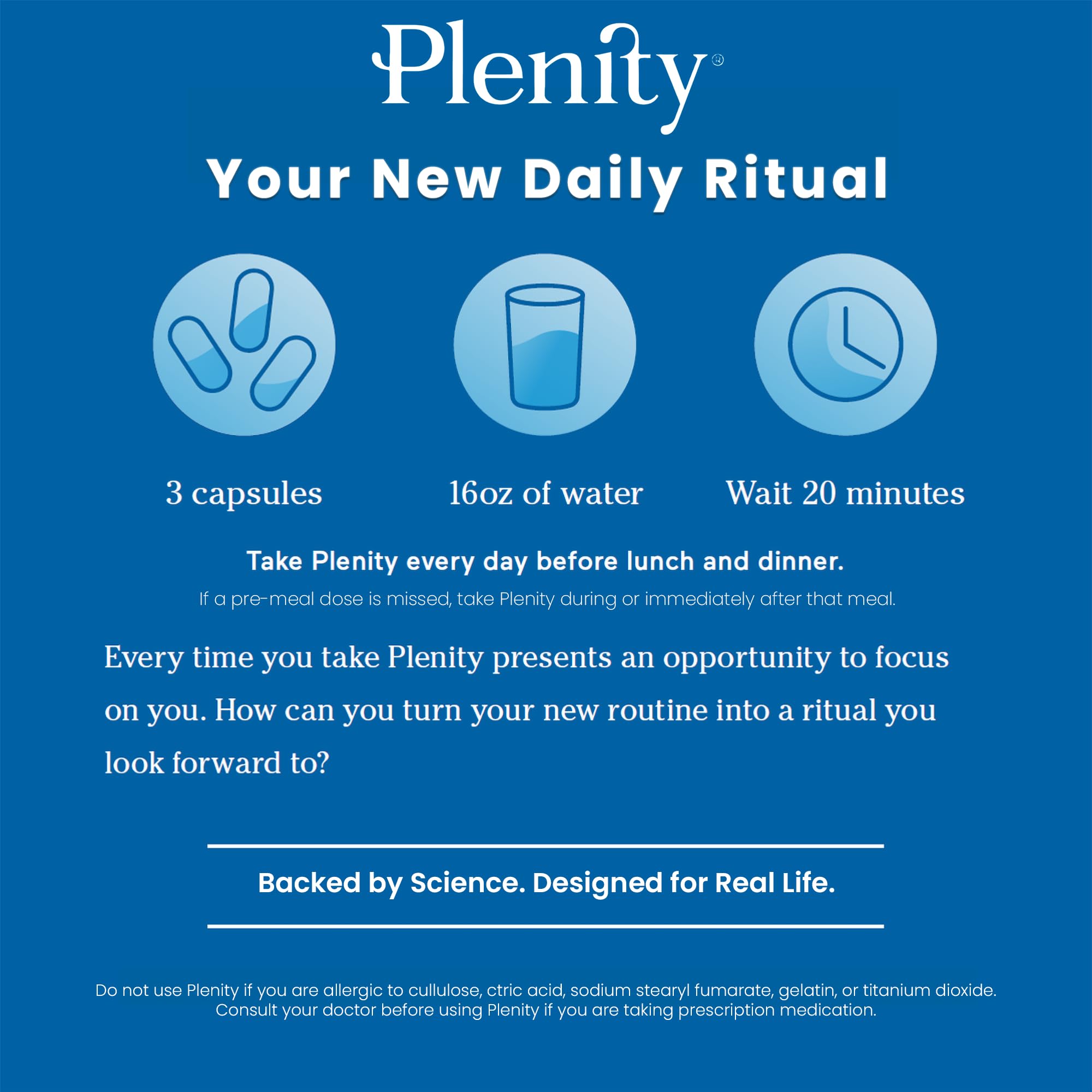 Plenity hands holding capsules demonstrate easy dosing.
