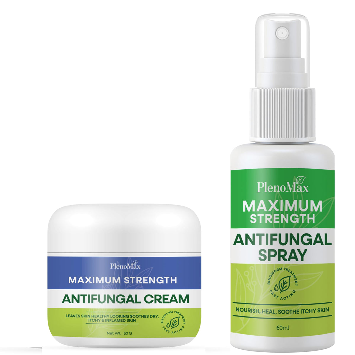 PLENO ringworm spray 50ml bottle for quick itching relief.