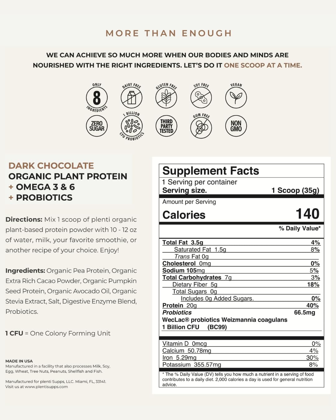 plenti ingredient panel featuring avocado oil and coconut milk powder