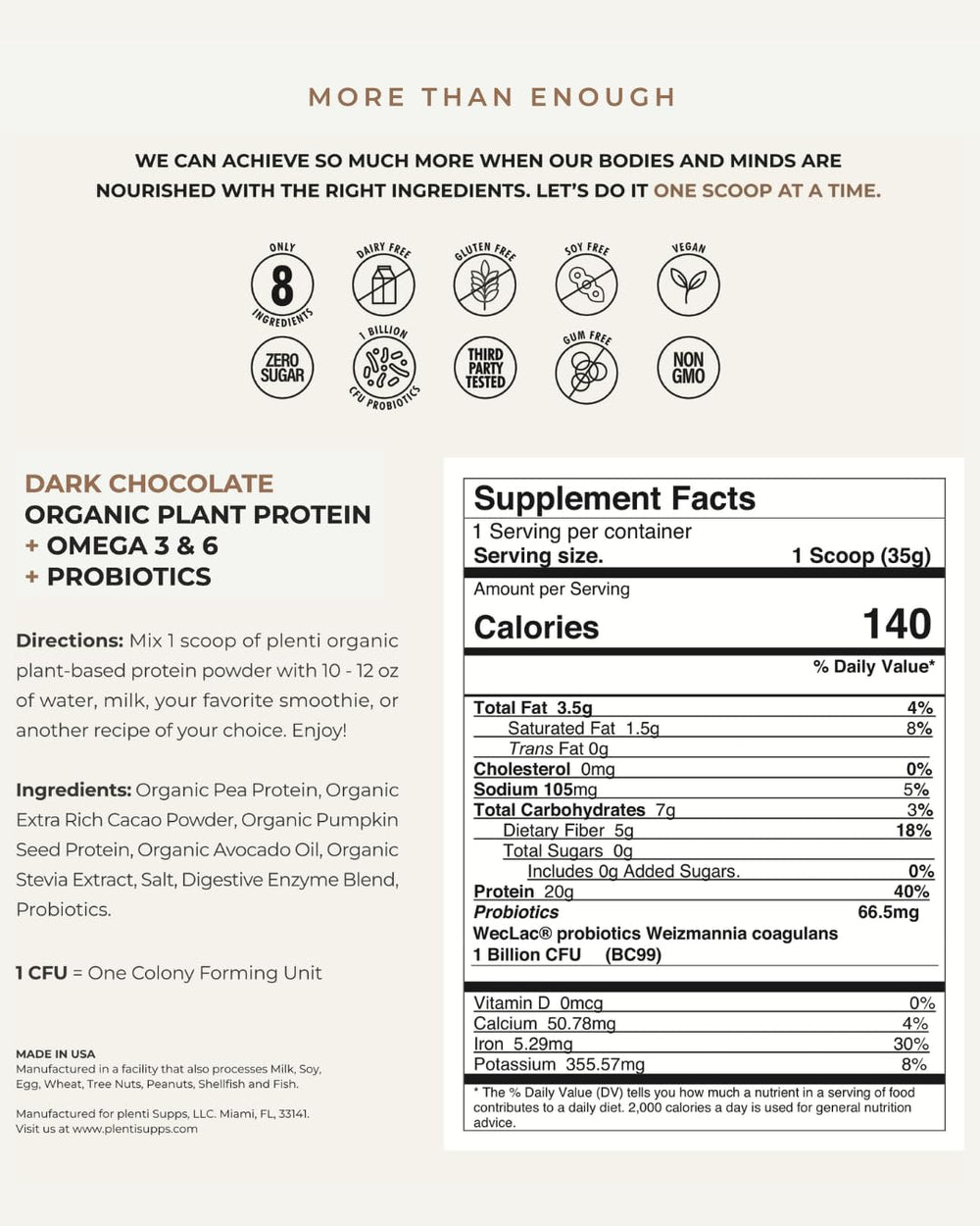 plenti ingredient panel featuring avocado oil and coconut milk powder
