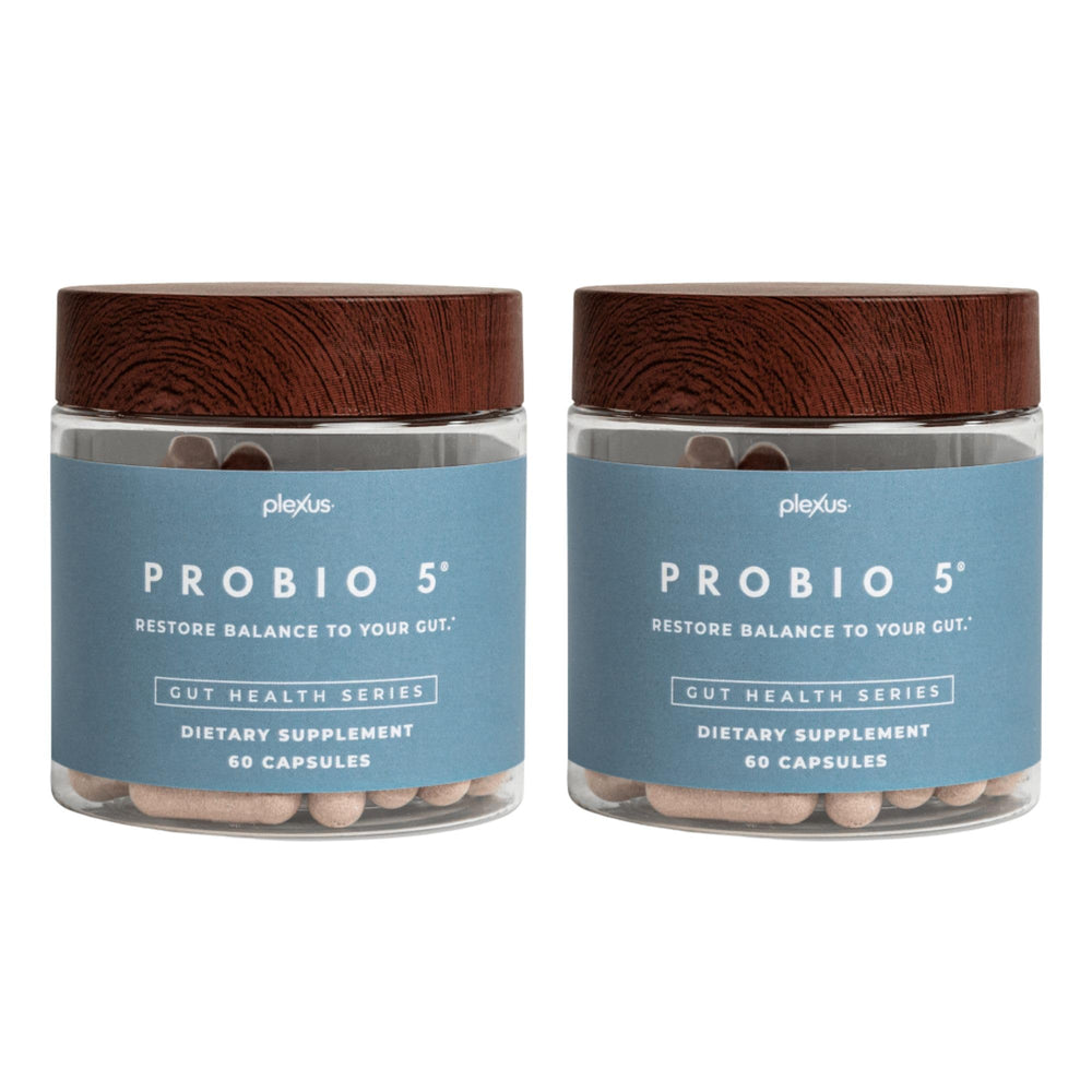Plexus ProBio 5 bottle label promoting gut balance and quality