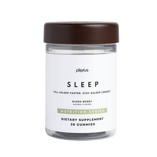 Plexus Sleep gummy bottle front for a calming nightly routine