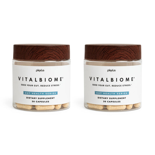 Plexus VitalBiome 2-pack bottle front for daily probiotic support.