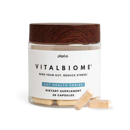 Plexus VitalBiome bottle cap close-up for easy daily probiotic use