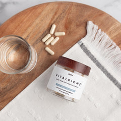 Plexus VitalBiome bottle emphasizes diverse probiotic strains