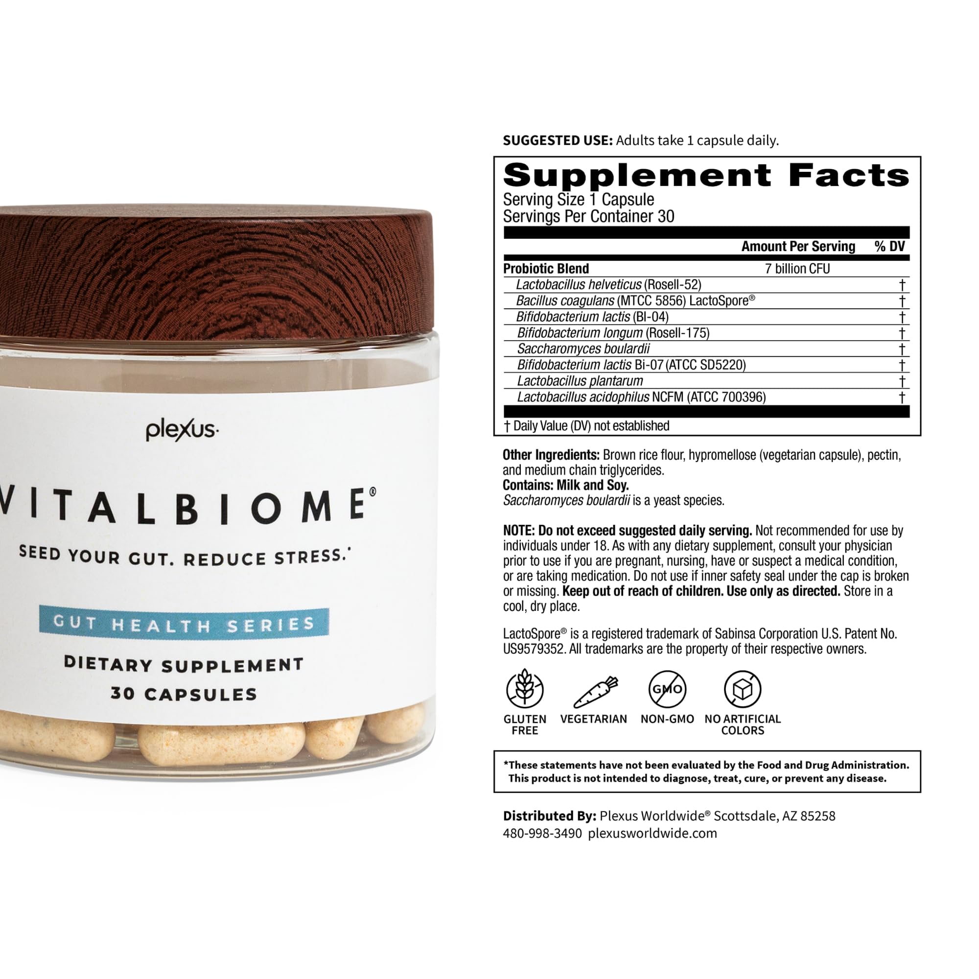 Plexus VitalBiome bottle on a clean surface suggesting immune system support