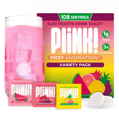 Plink fizzy electrolyte dissolving in water for quick on-the-go hydration