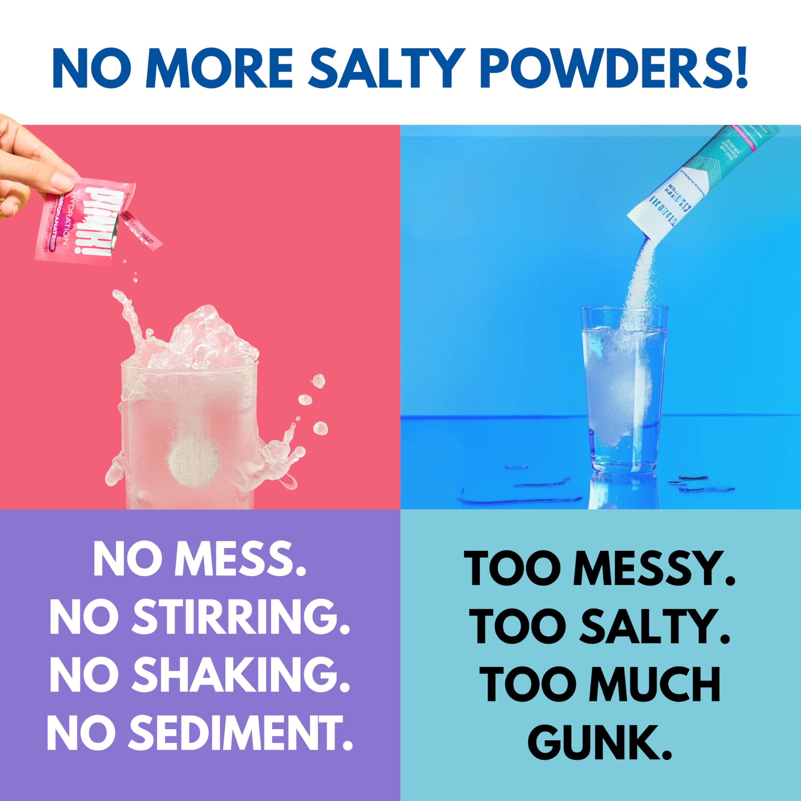 Plink fizzy electrolyte tablets dissolving in water deliver quick refreshment.