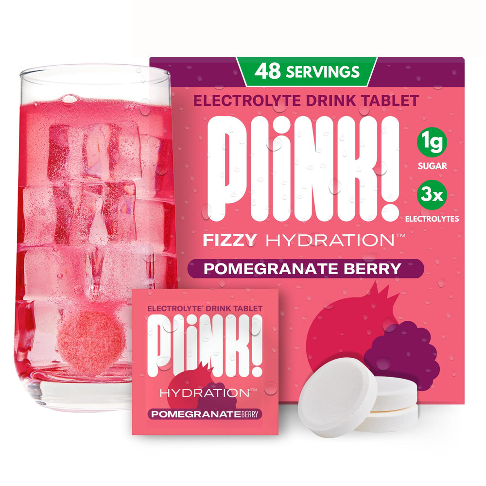 Plink Pomegranate Berry front-pack for daily hydration.