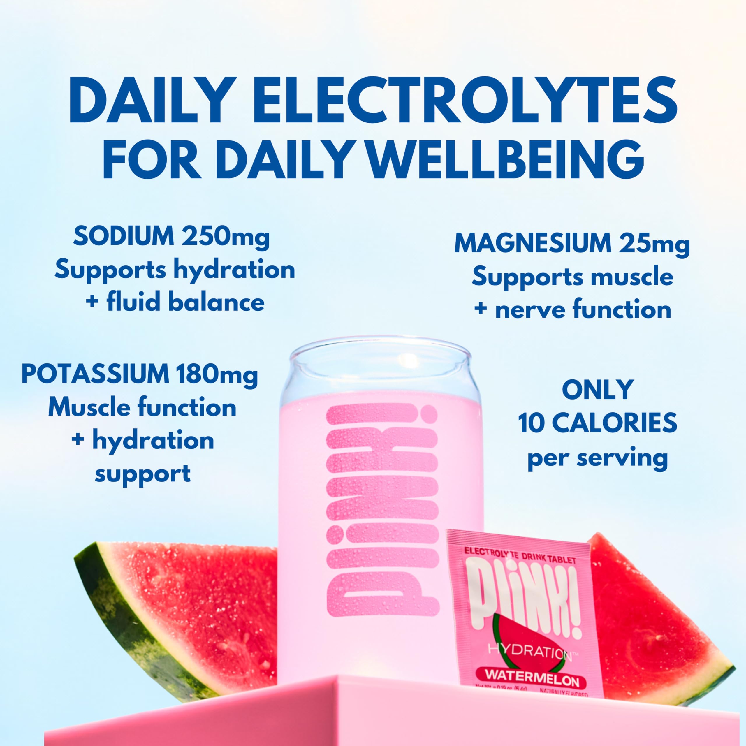 Plink Watermelon 48-serving packaging shown for convenient daily hydration.