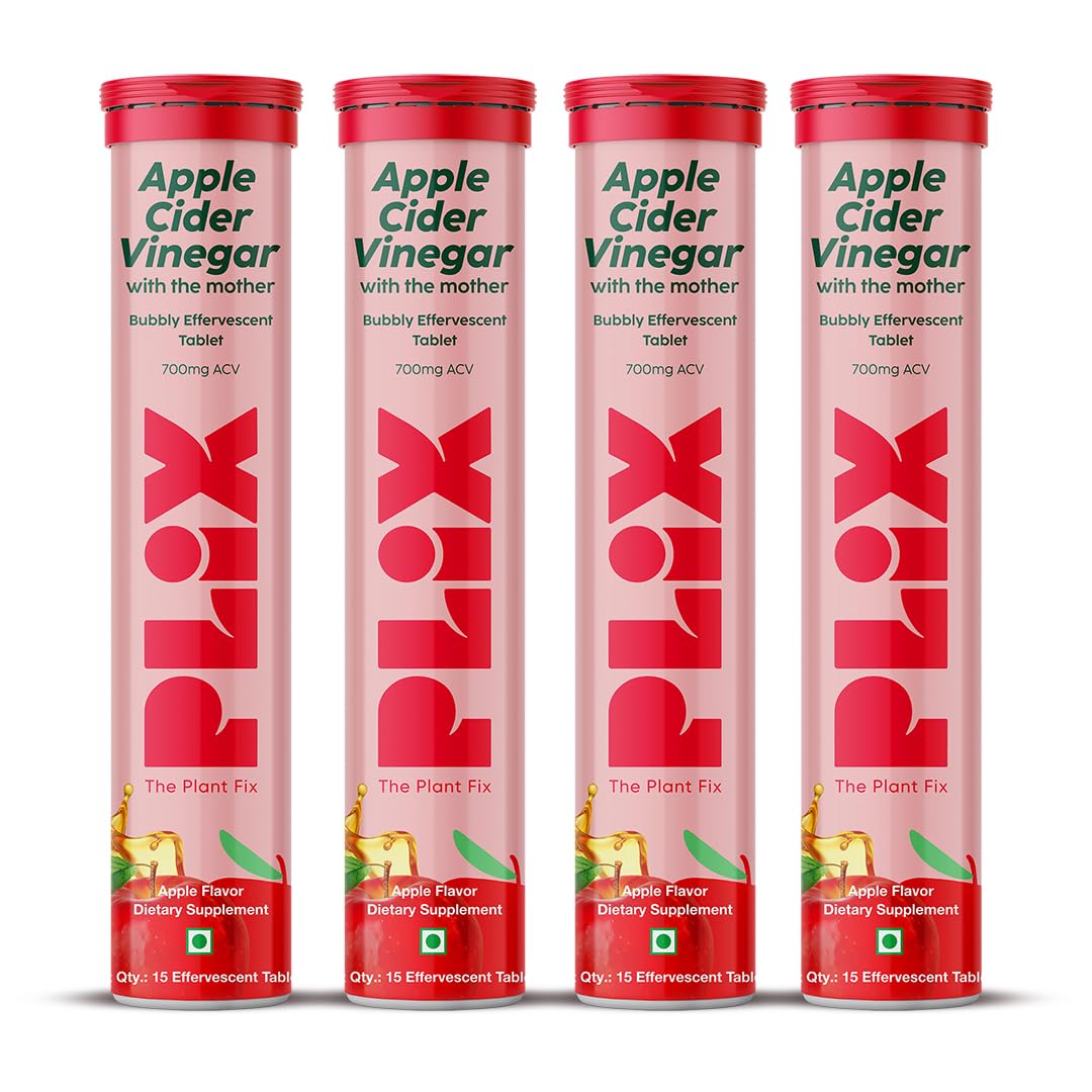 PLIX Apple Cider Vinegar effervescent tablet dissolving in water for an easy daily dose.