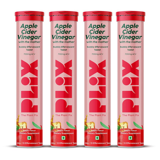 PLIX Apple Cider Vinegar effervescent tablet dissolving in water for an easy daily dose.