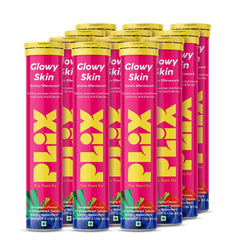 PLIX Glowy Skin bottle with tablets for daily beauty support.