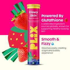 PLIX Glowy Skin packaging showing 60 effervescent tablets.