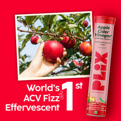 Himalayan ACV taste close-up on PLIX tablets packaging.