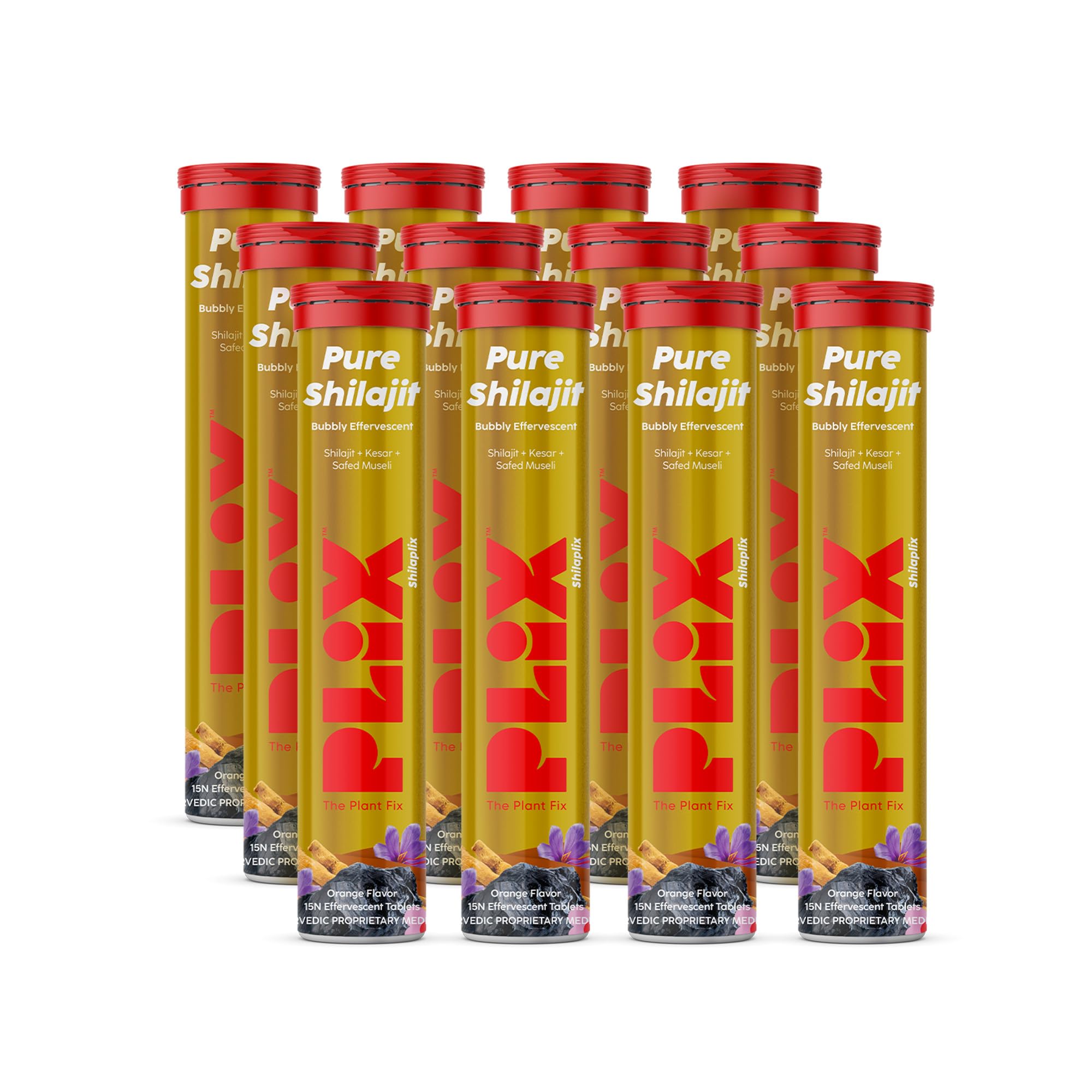 PLIX Pure Himalayan Shilajit Tablets orange fizz ideal for a refreshing morning energy boost.