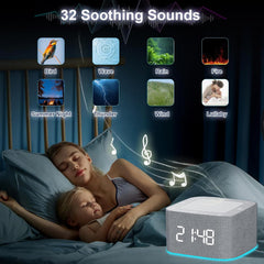 PLJVOYK alarm clock display with gentle wake sounds