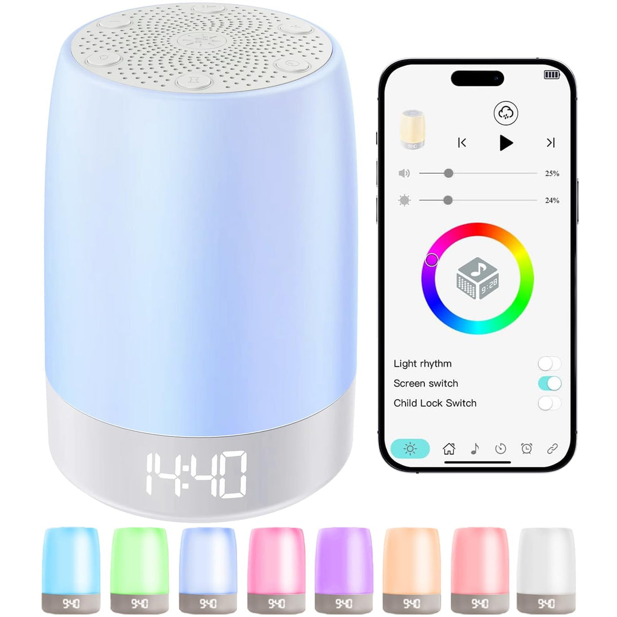 PLJVOYK Sound Machine front view for peaceful sleep and easy bedside setup.