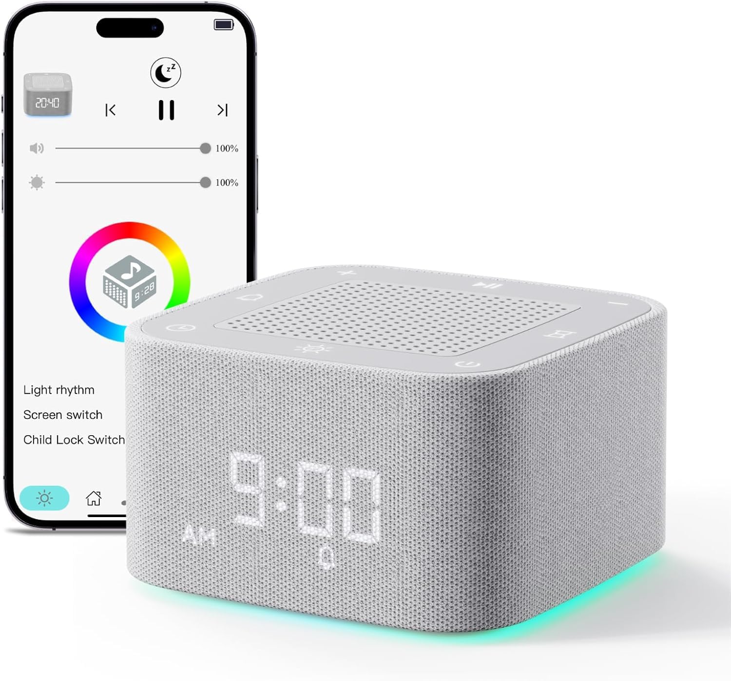 PLJVOYK white noise machine front view enhances sleep ambience