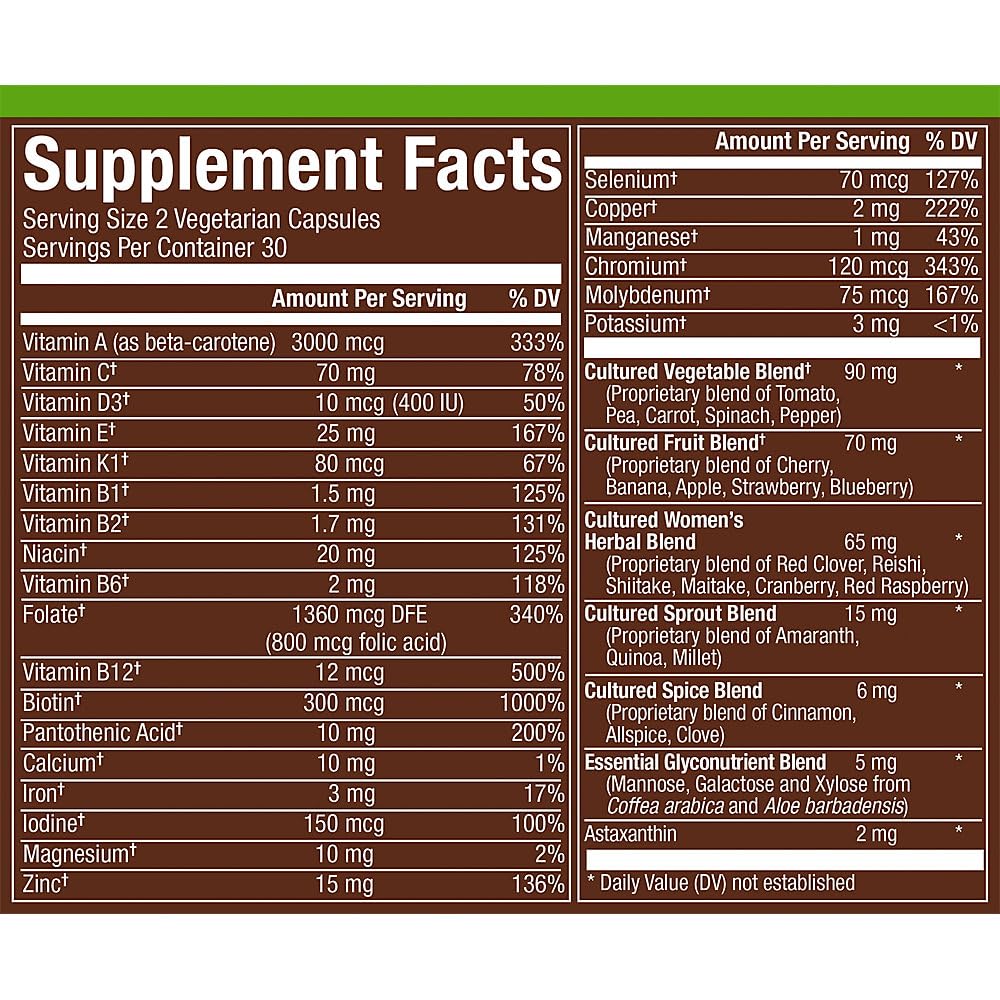plnt label close-up emphasizing fermented whole-food blend for adult women.