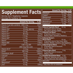 plnt label close-up emphasizing fermented whole-food blend for adult women.