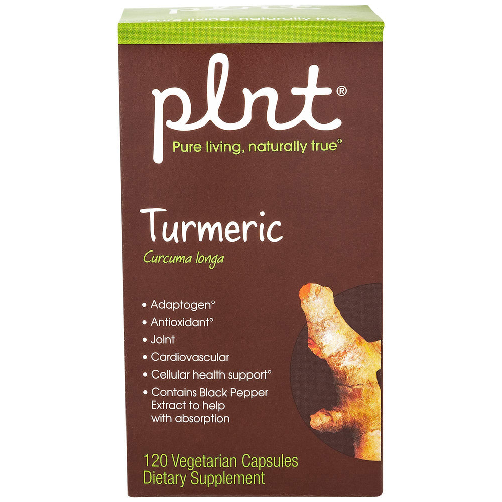 plnt turmeric capsules closeup shows vegetarian formula for convenient daily intake