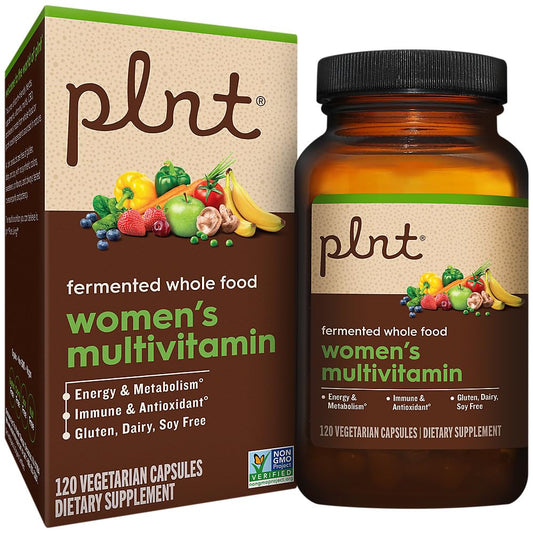 plnt WomenatMs multivitamin bottle front view for daily vegan nutrition