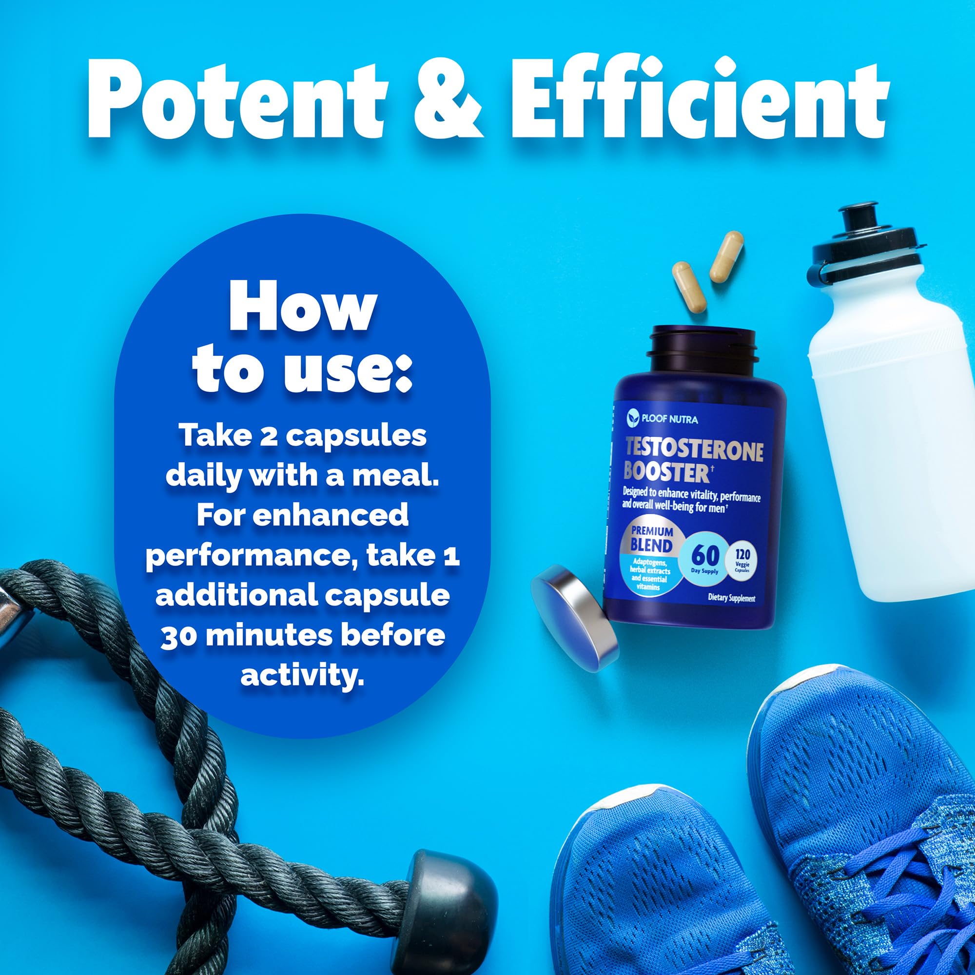 Active lifestyle scene with a bottle beside gym gear for daily balance.