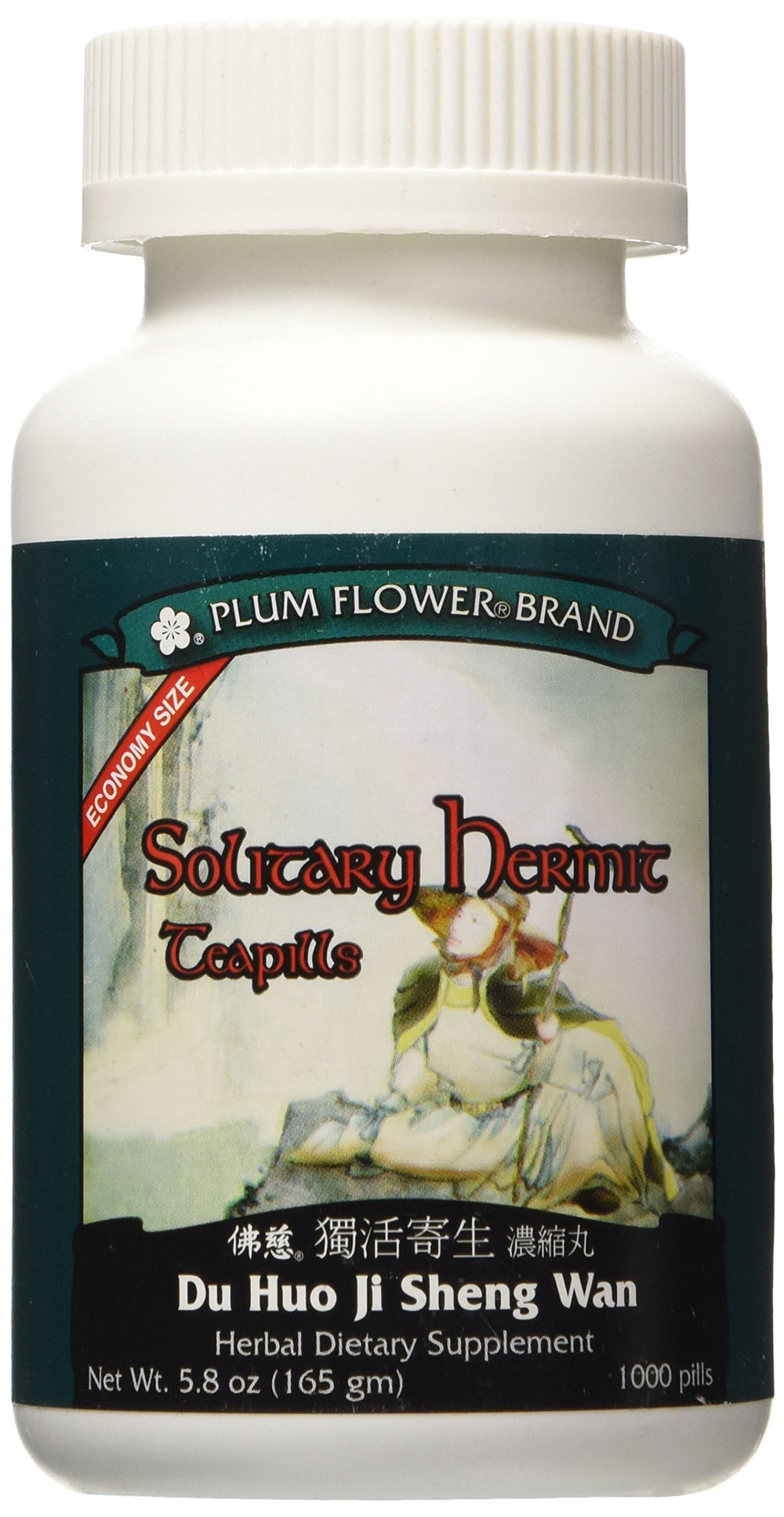 Plum Flower Solitary Hermit bottle with 1000 capsules for daily wellness routine.