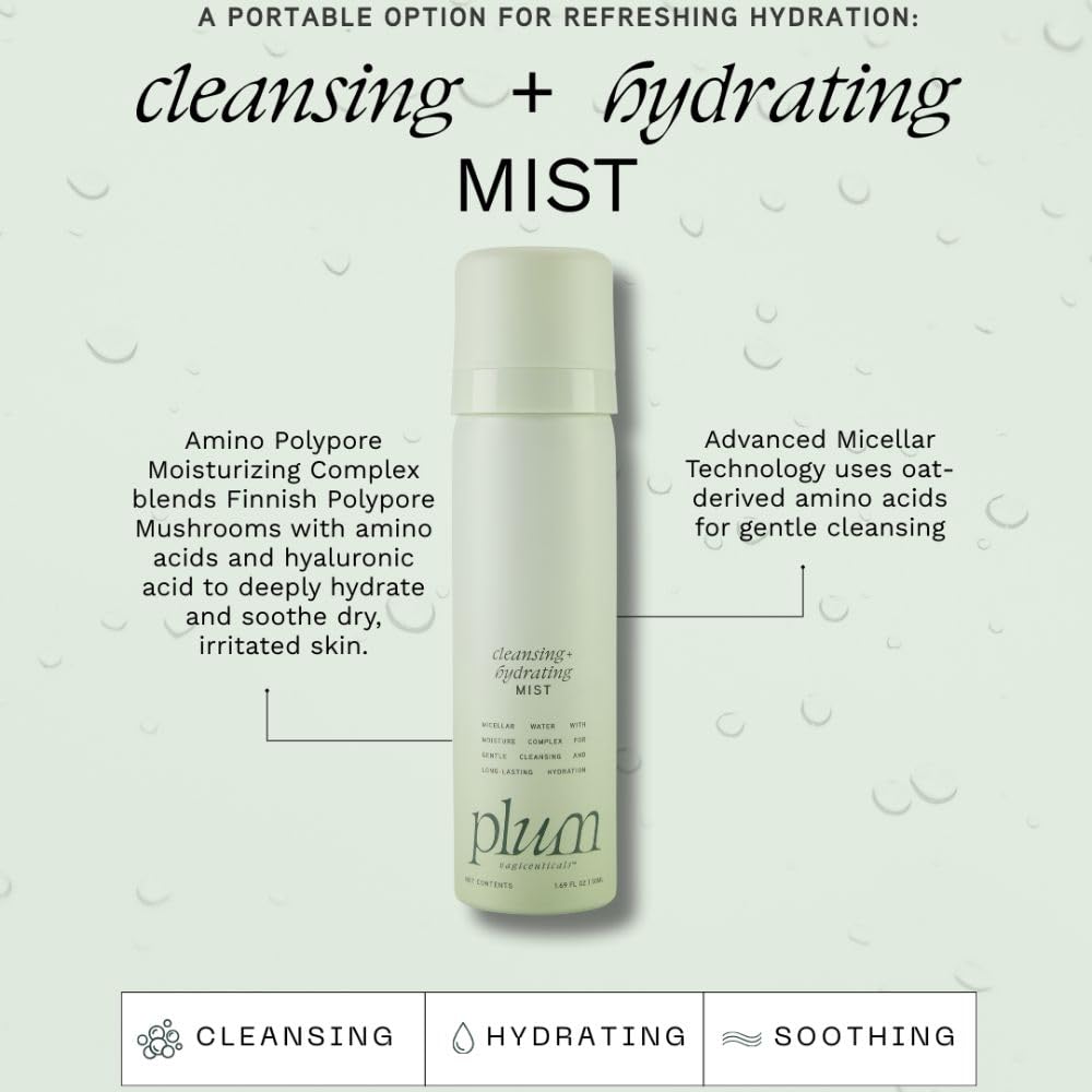 PLUM Vagiceuticals micellar cleansing action lifts impurities while preserving natural lipids.