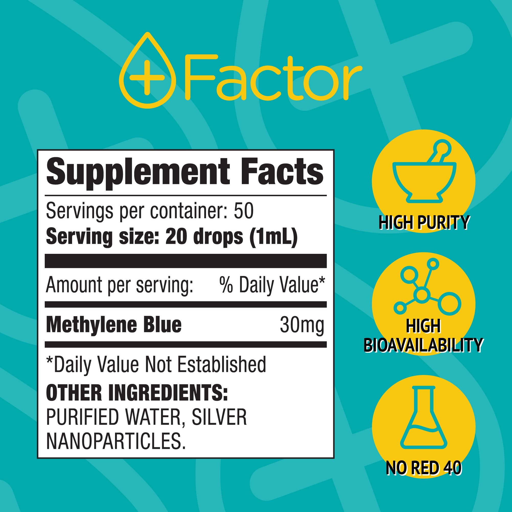 Plus Factor bottle pour demonstrates easy daily dosing for concentration support