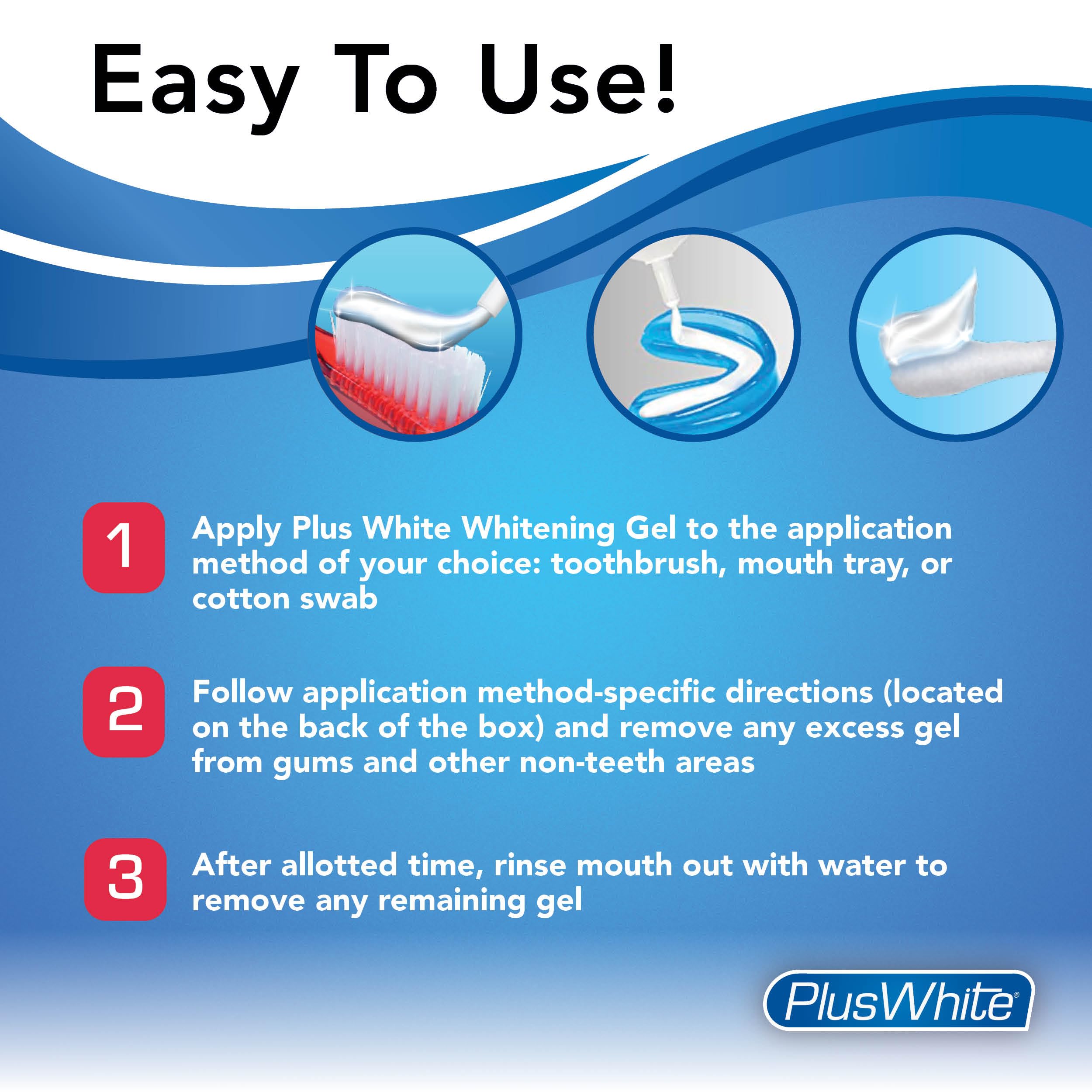 Plus White Speed Whitening Gel pack of 3 for multiple whitening sessions.