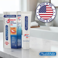 Plus White Speed Whitening Gel applied with a Q-tip for targeted whitening.